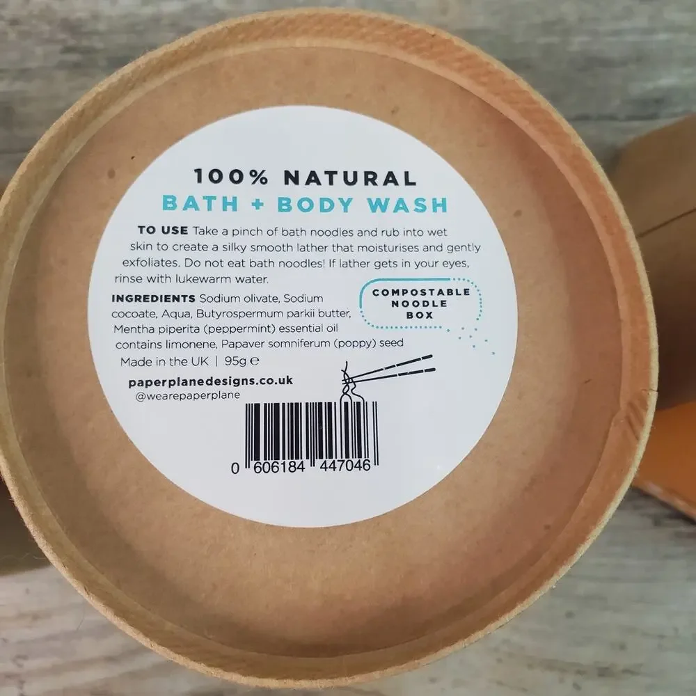 Paper Plane Bath Noodles - 100% Natural Vegan Bath Body Wash - Lot Of 3